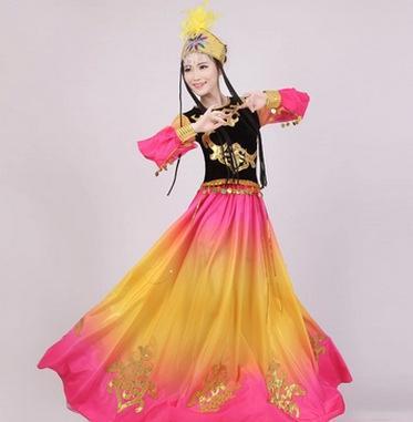 新疆维吾尔族舞蹈服装/少数民族舞台演出服/维族表演服长裙大摆